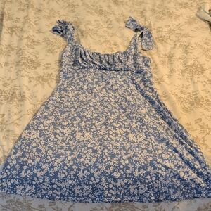 Lush Blue and White Floral Mini Dress